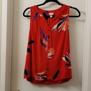 Red tropical print sleeveless top - A New Day